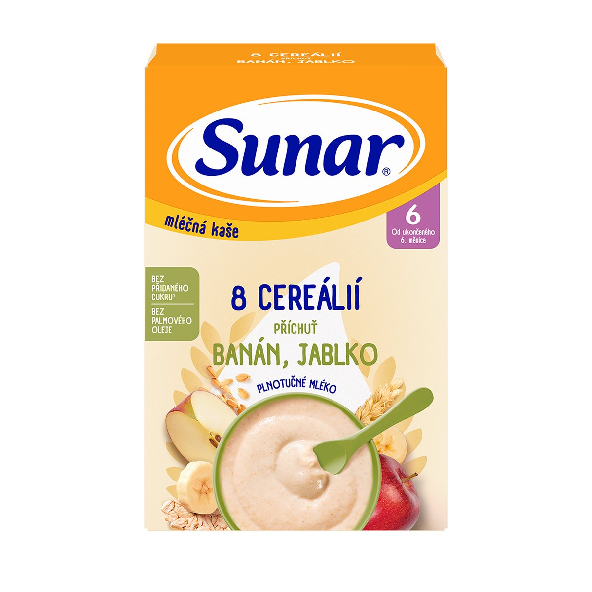 Sunar Mléčná kaše s 8 cereáliemi banán a jablko 210 g - bestkup.cz