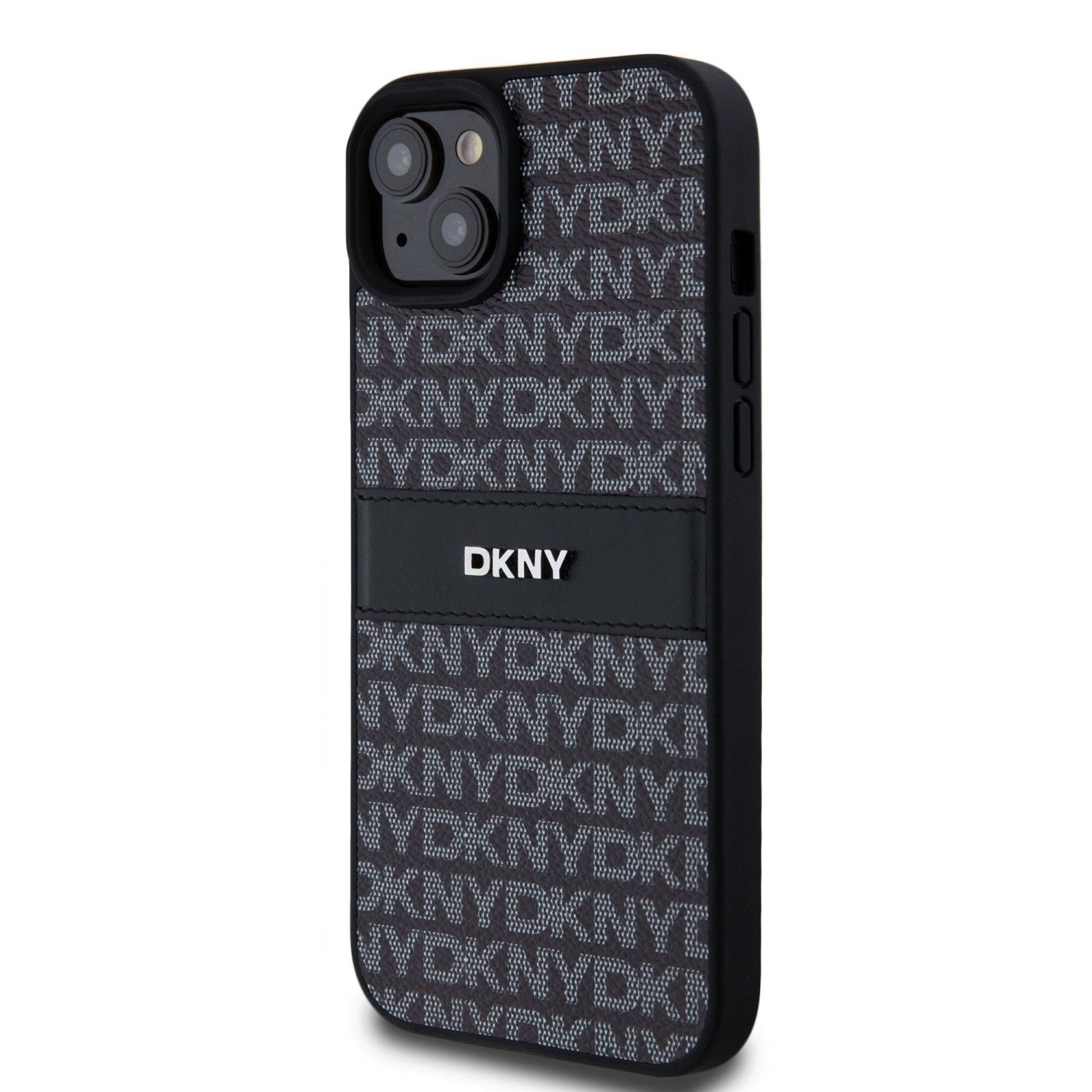 Zadní kryt DKNY PU Leather Repeat Pattern Tonal Stripe pro Apple iPhone 15 Plus